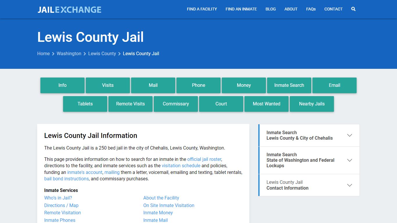 Lewis County Jail, WA Inmate Search, Information